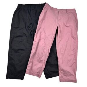 Old Navy Pants Lot of 2 Womens L High Rise Pulla OG Chino Pink Black Ankle Woven